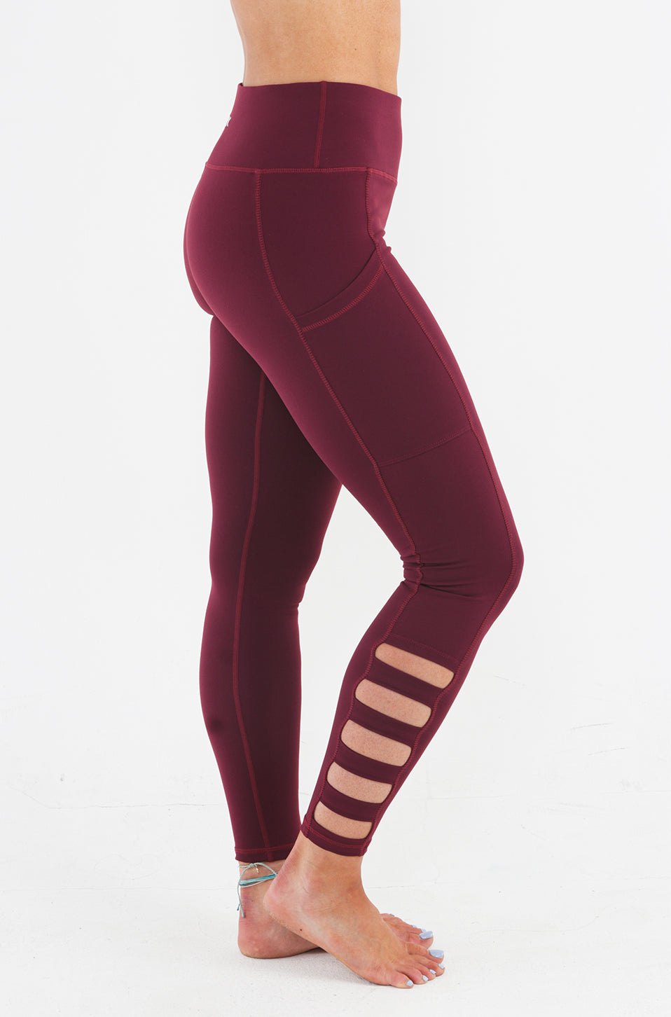 ZYIA Active Red Royalty Stripe High Rise Light N Tight Leggings Size 4