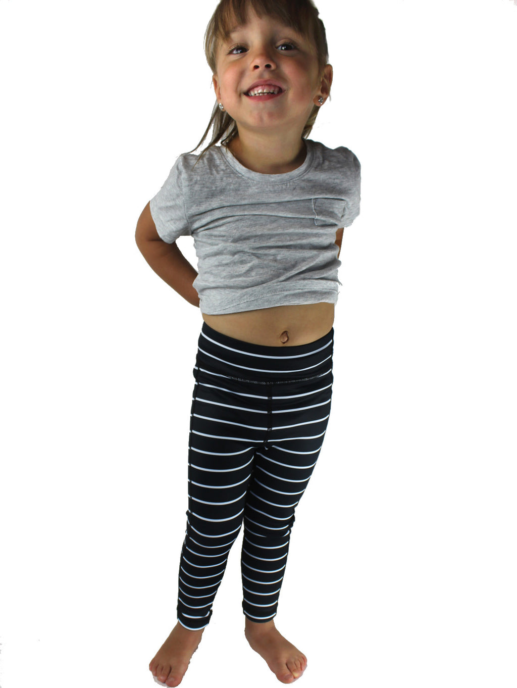 Girls Legging Kids Black & White Vertical Stripes Striped Fashion Leggings  7-13Y