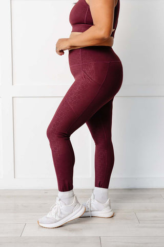 Dark Maroon Geometric Stealth Leggings