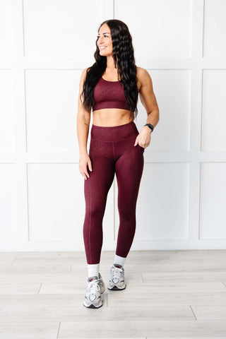 Dark Maroon Geometric Stealth Leggings