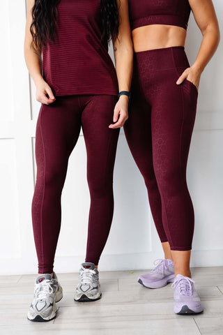 Dark Maroon Geometric Stealth Leggings