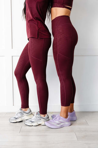 Dark Maroon Geometric Stealth Leggings