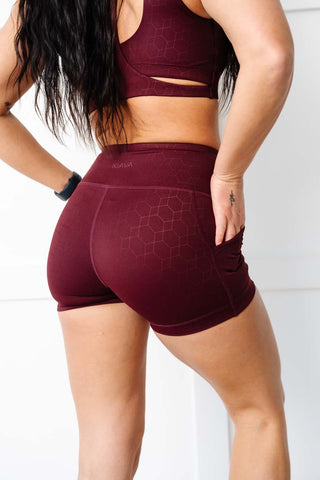 Dark Maroon Geometric Stealth Shorts