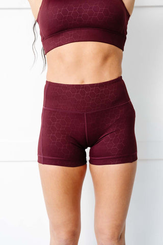 Dark Maroon Geometric Stealth Shorts
