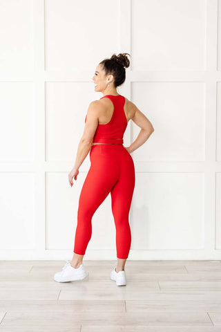 Onzie, Pants & Jumpsuits, Nwt Onzie Yoga High Rise Rib Red Leggings