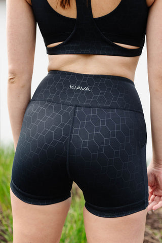 Black Geometric Stealth Biker Shorts with Grip – KIAVAclothing