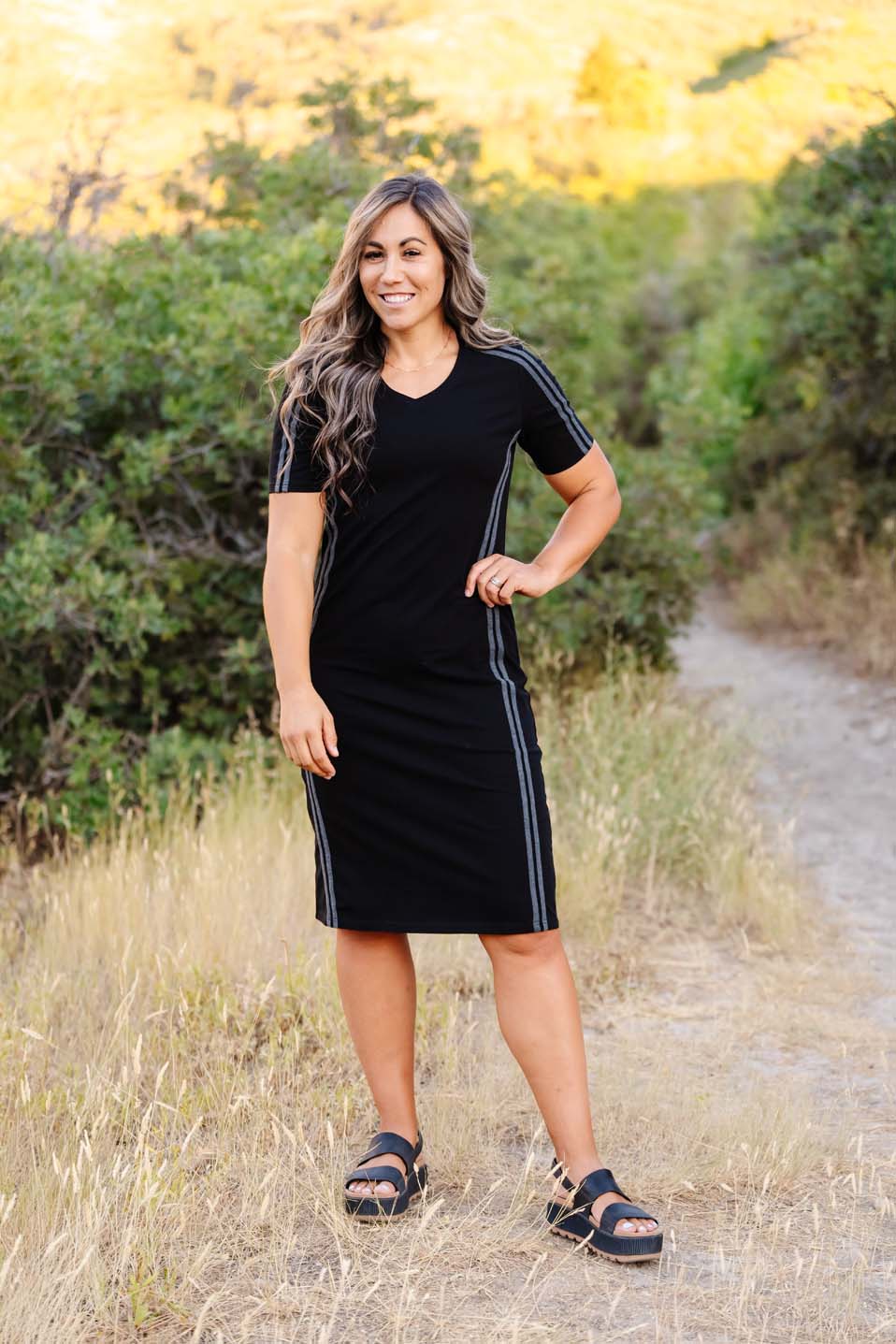 varsity jersey dress Womens Varsity Stripe T-Shirt Dress Casual Sporty Dress with Pockets (Varsity Dress) Red / M