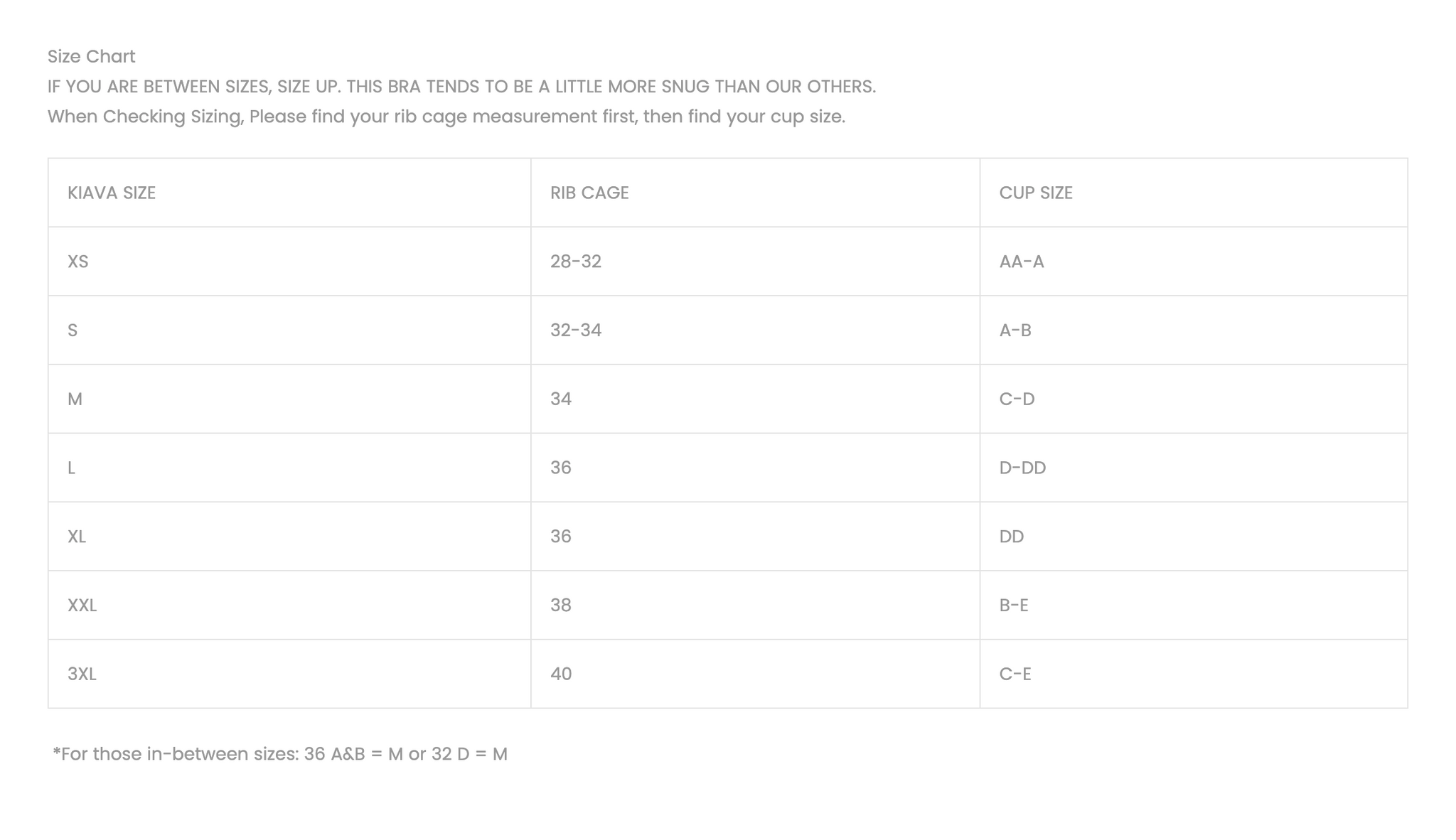 Size Chart