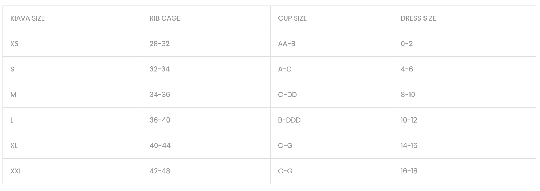 Size Chart