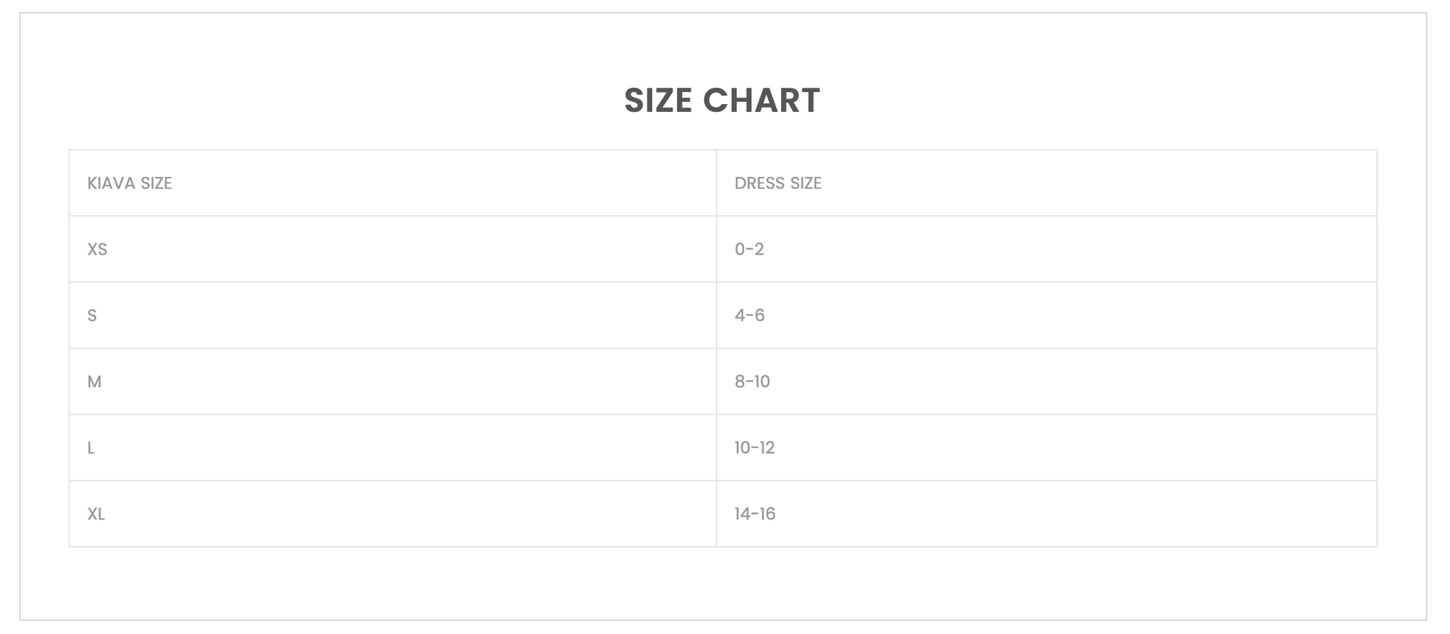 Size Chart