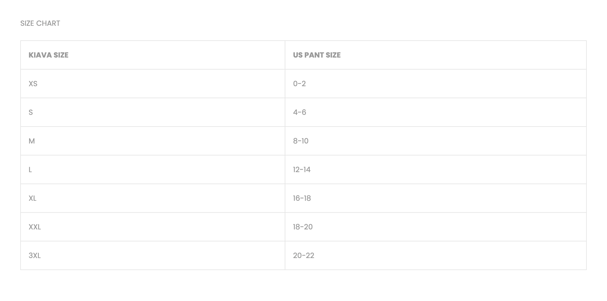 Size Chart