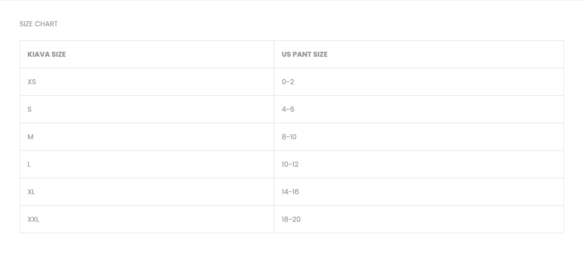 Size Chart