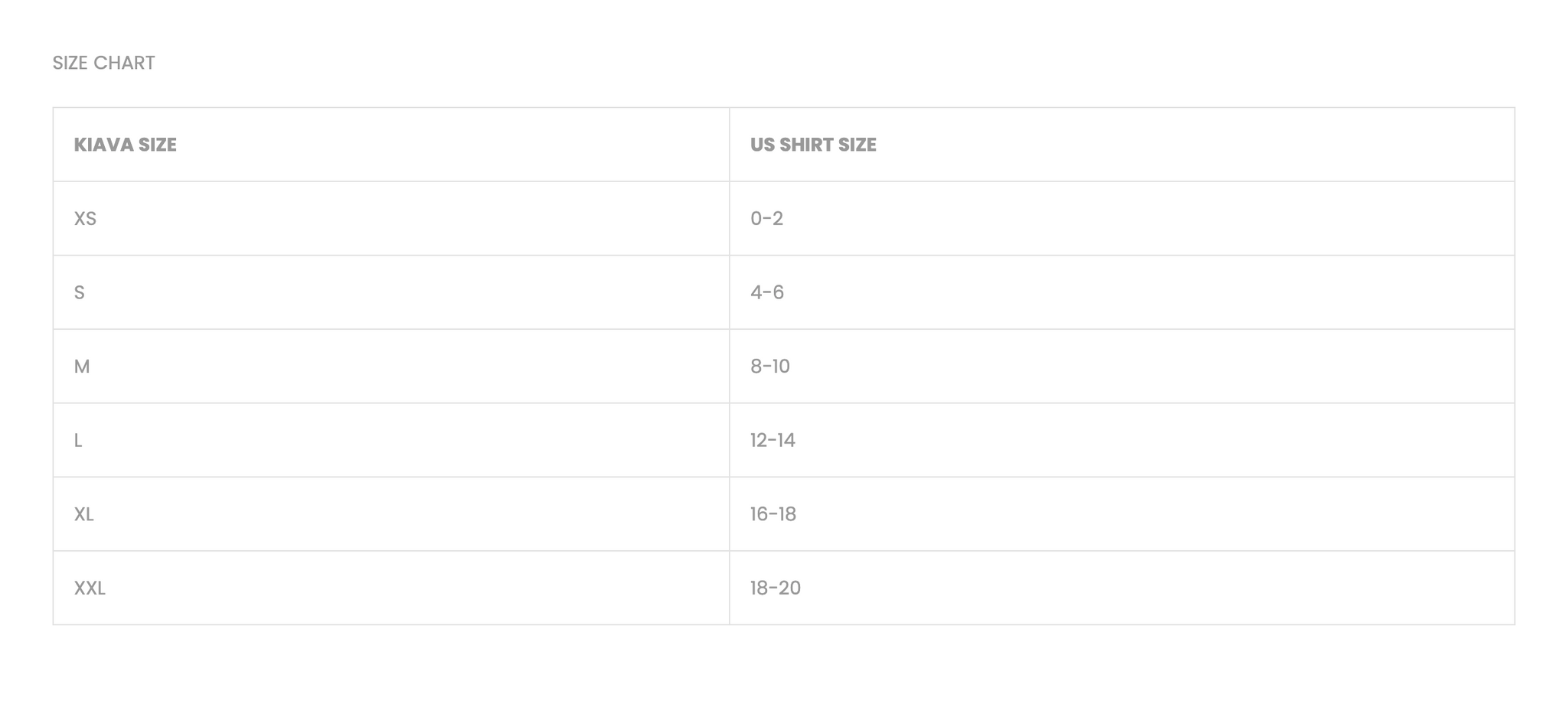 Size Chart