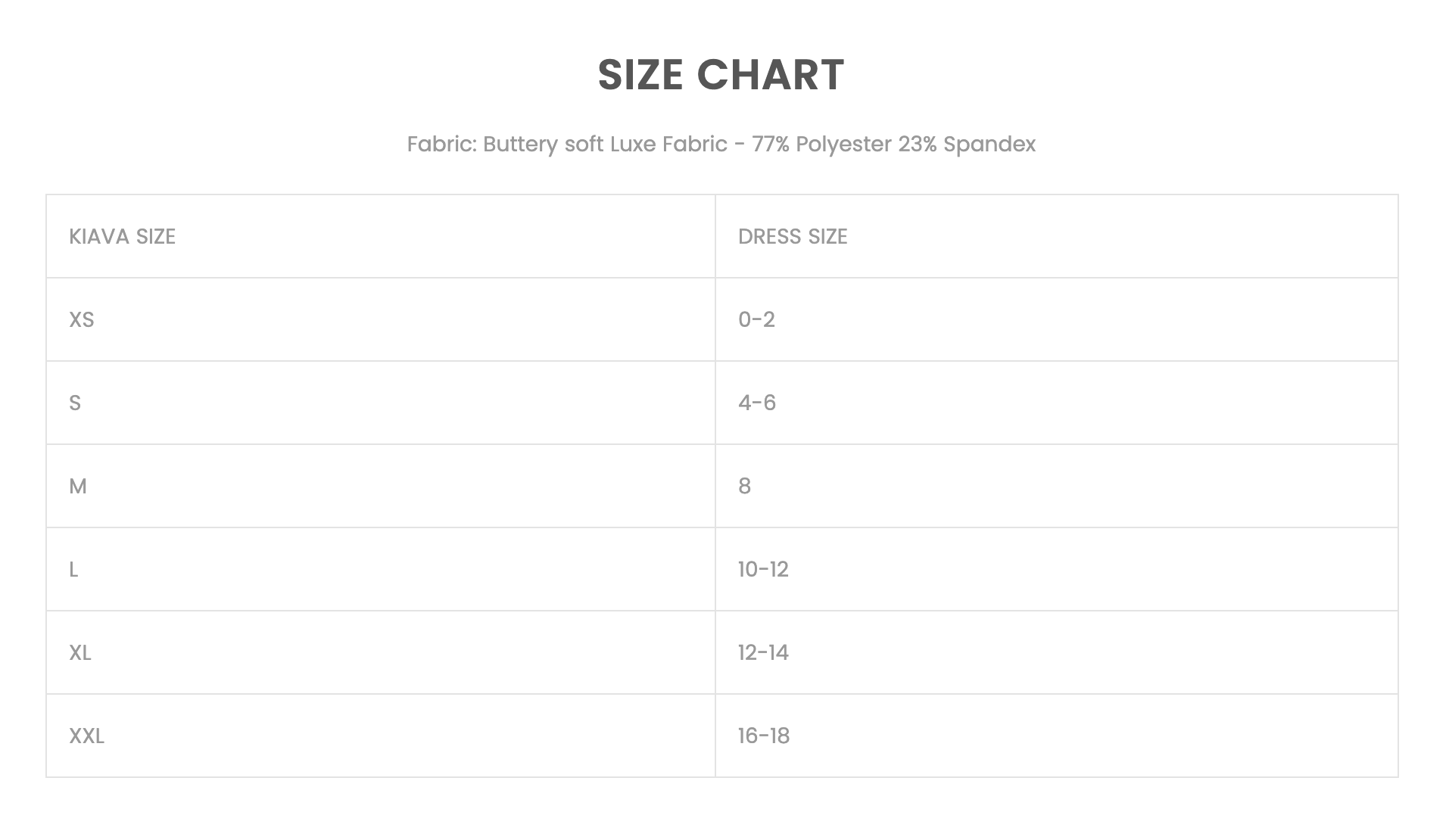 Size Chart