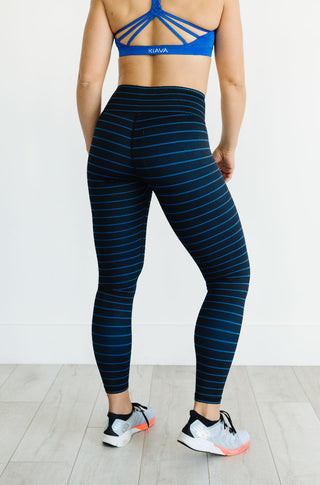 Striped Capri & Legging in Black and Blue