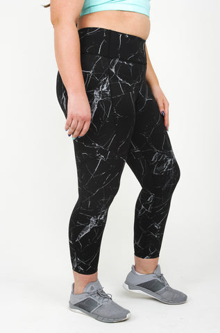 Black Marble Capri & Legging - [Luxe Fabric] (Last Chance)