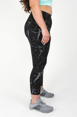 Black Marble Capri & Legging - [Luxe Fabric] (Last Chance)