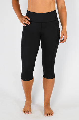 Women's Lululemon Side Pockets Black Legging Capri Size 4
