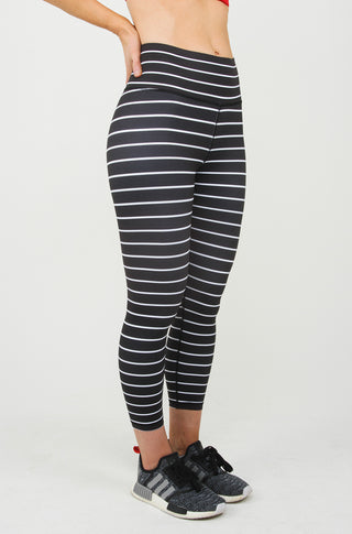 Ladies Black Striped Gym Leggings (XS/S)