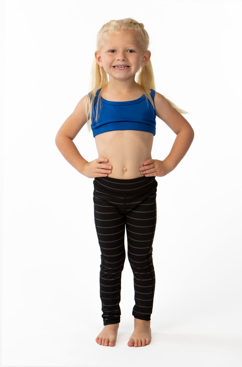 KIDS Striped Legging - Black with Grey Stripes [Luxe Fabric] (FINAL SALE)