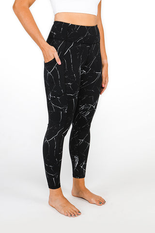 Black Marble Womens Compression Pants