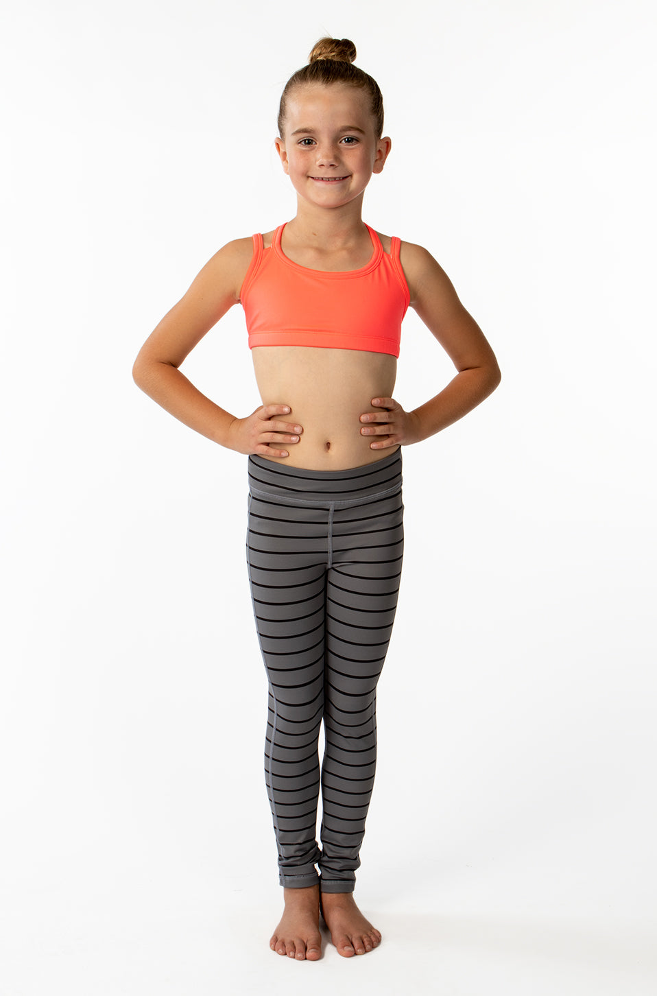KIDS Striped Legging - Grey with Black Stripes [Luxe Fabric]