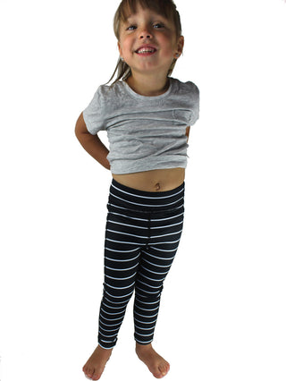 KIDS Striped Legging - Black with White Stripes [Luxe Fabric] (FINAL SALE)