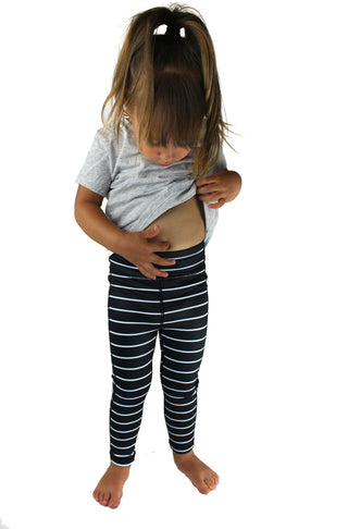 KIDS Striped Legging - Black with White Stripes [Luxe Fabric] (FINAL SALE)