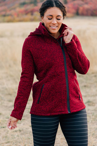 Pioneer Women's Quilted Polar Hooded Fleece Shirt - Red