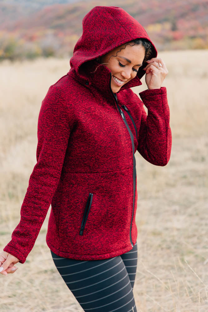 Red zip online fleece