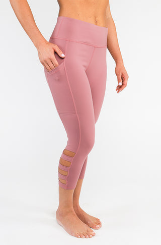 Kate - Pink Marble Glaze - Cross Over - Capri Legging (High-Waist) – EVCR