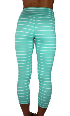Teal and white striped leggings on sale